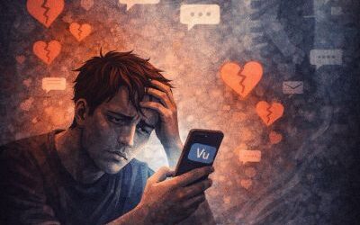 homme confronté au ghosting, regardant un message vu sans réponse sur son téléphone, symbole d’une lâcheté sociale devenue normale